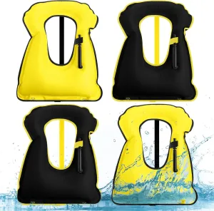 Jerify 4 Pcs Inflatable Snorkel Vest Adults, Portable Swim Vest Jackets, Adjustable Kayaking Jackets Safety Vests for Snorkeling Swimming Diving Surfing