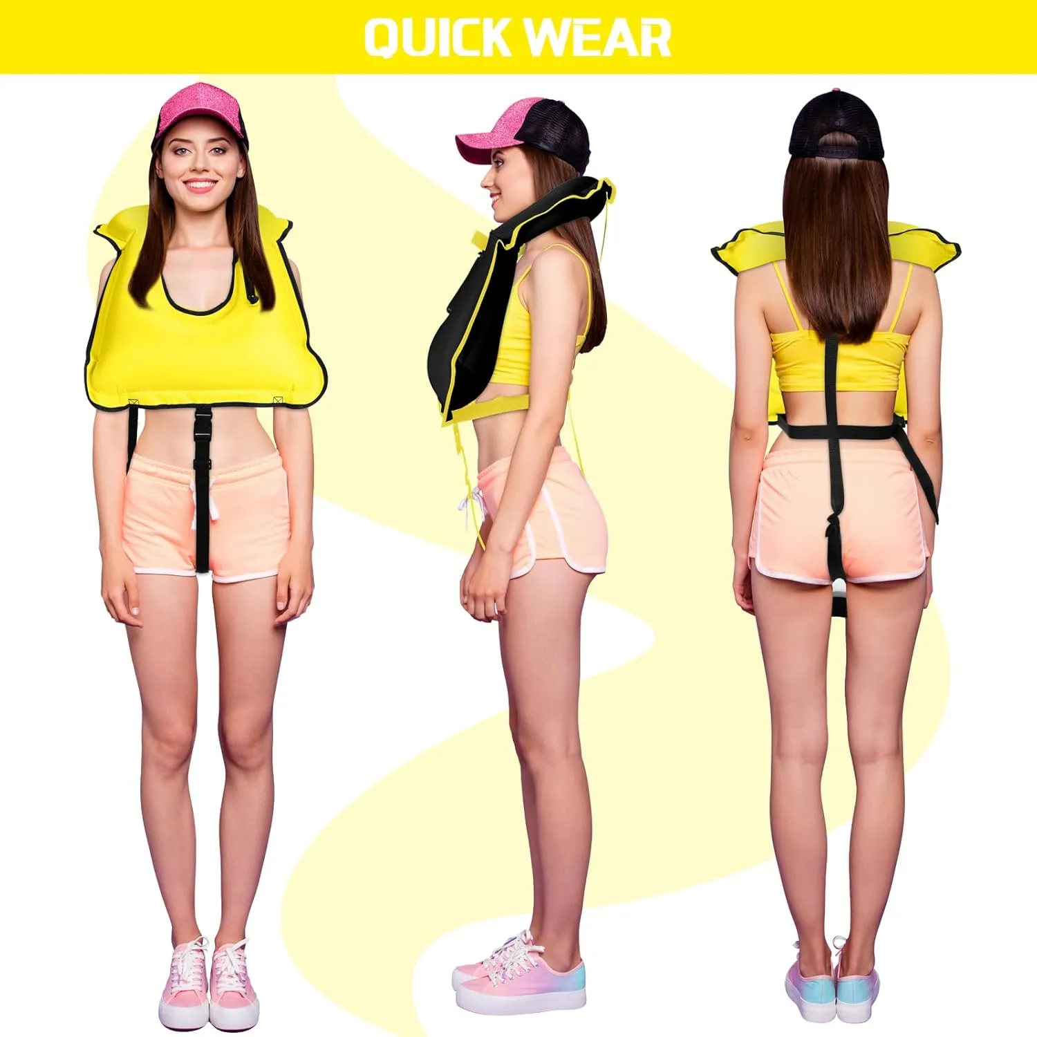Jerify 4 Pcs Inflatable Snorkel Vest Adults, Portable Swim Vest Jackets, Adjustable Kayaking Jackets Safety Vests for Snorkeling Swimming Diving Surfing