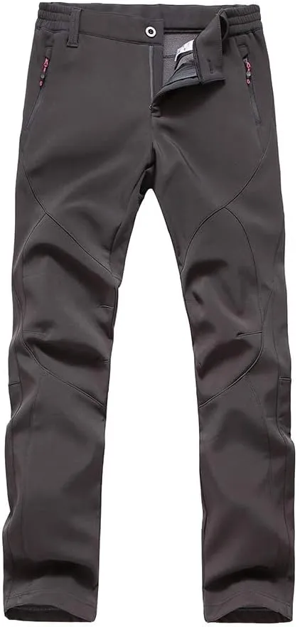 JOMLUN Women's Outdoor Hiking Pants Fleece Slim Soft Shell Snow Ski Pants Waterproof Windproof Winter