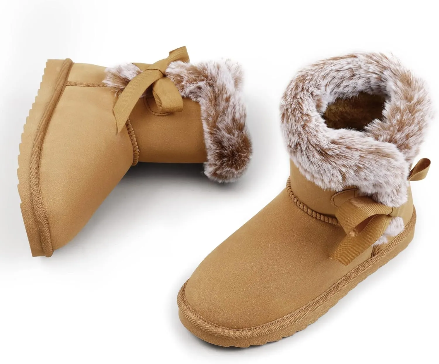 K KomForme Girls Kids Snow Boots Warm Fur Lined Slip On Outdoor Winter Shoes Lightweight Comfy（Little/Big Kids）
