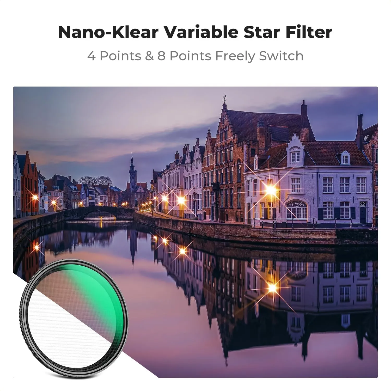 K&F Concept 82mm Variable Star Filter Cross Screen Starburst Filter 4, 8 Points -18 Layer Coating Ultra Slim Optical Glas Camera Lens Filter with 3 Cleaning Cloth