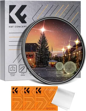 K&F Concept 82mm Variable Star Filter Cross Screen Starburst Filter 4, 8 Points -18 Layer Coating Ultra Slim Optical Glas Camera Lens Filter with 3 Cleaning Cloth