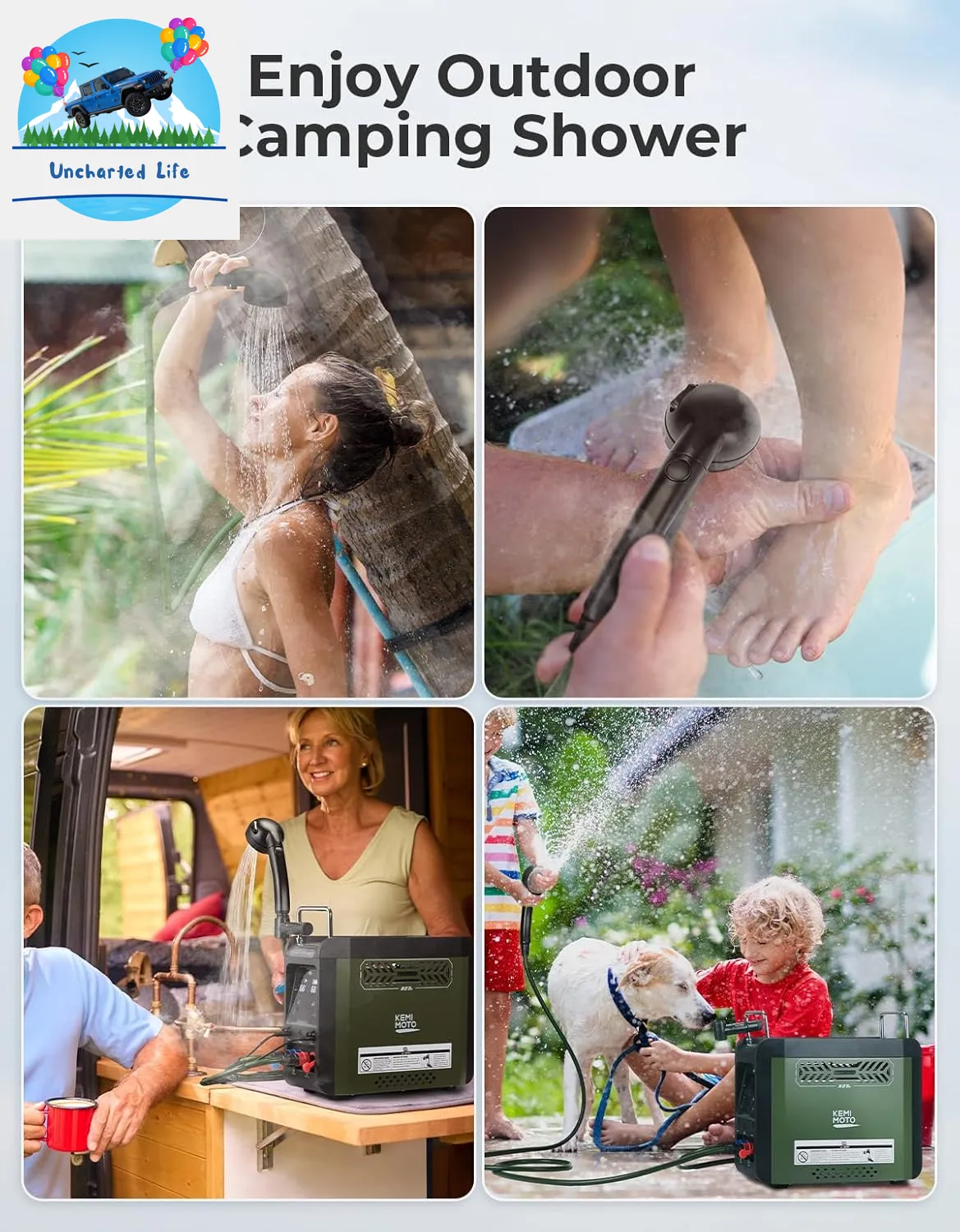 KEMIMOTO Portable Water Heater: Instant Hot Water On-the-Go