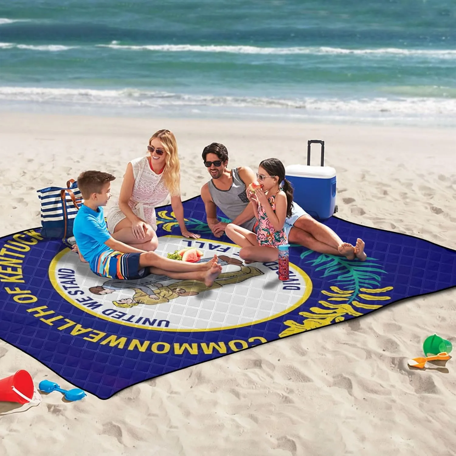 Kentucky Flag Beach Mat Sand Free Waterproof, Outdoor Blankets for Grass Foldable Picnic Blankets Large, 80" x 60"