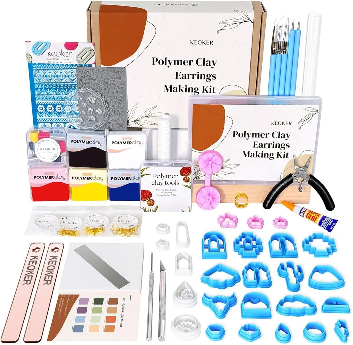 Keoker 123 PCS Clay Earring Making Kit, Polymer Clay Jewelry Making Kit for Teens and Adults, Fashion Designer Kits, Polymer Clay Earrings Kit Crafts, Great Gifts