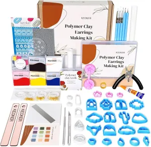 Keoker 123 PCS Clay Earring Making Kit, Polymer Clay Jewelry Making Kit for Teens and Adults, Fashion Designer Kits, Polymer Clay Earrings Kit Crafts, Great Gifts
