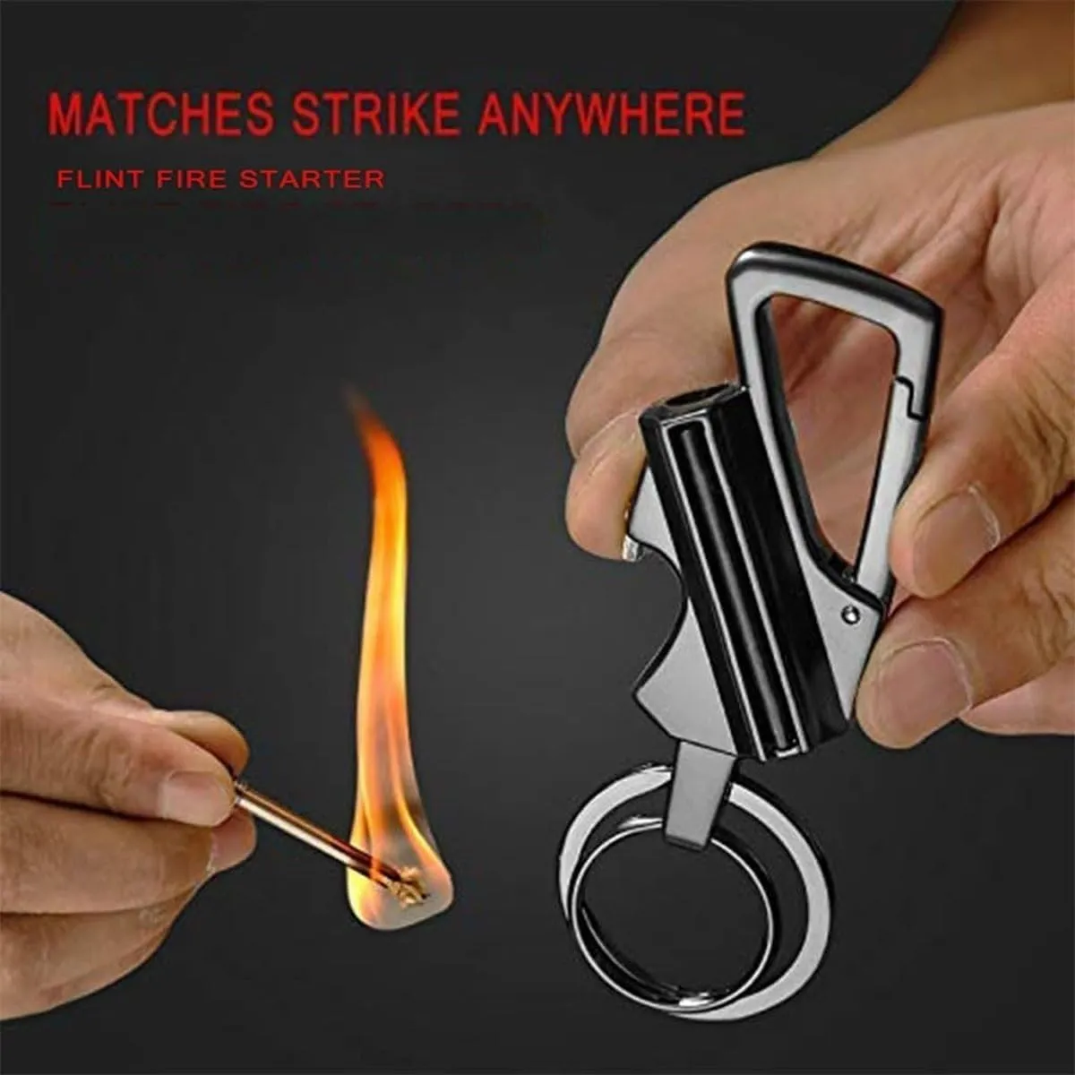 Kerosene Matches Keychain Lighter, Reusable, Outdoor,Grill,BBQ,Camping Mountaineering Hiking Tools(2pack Gold)