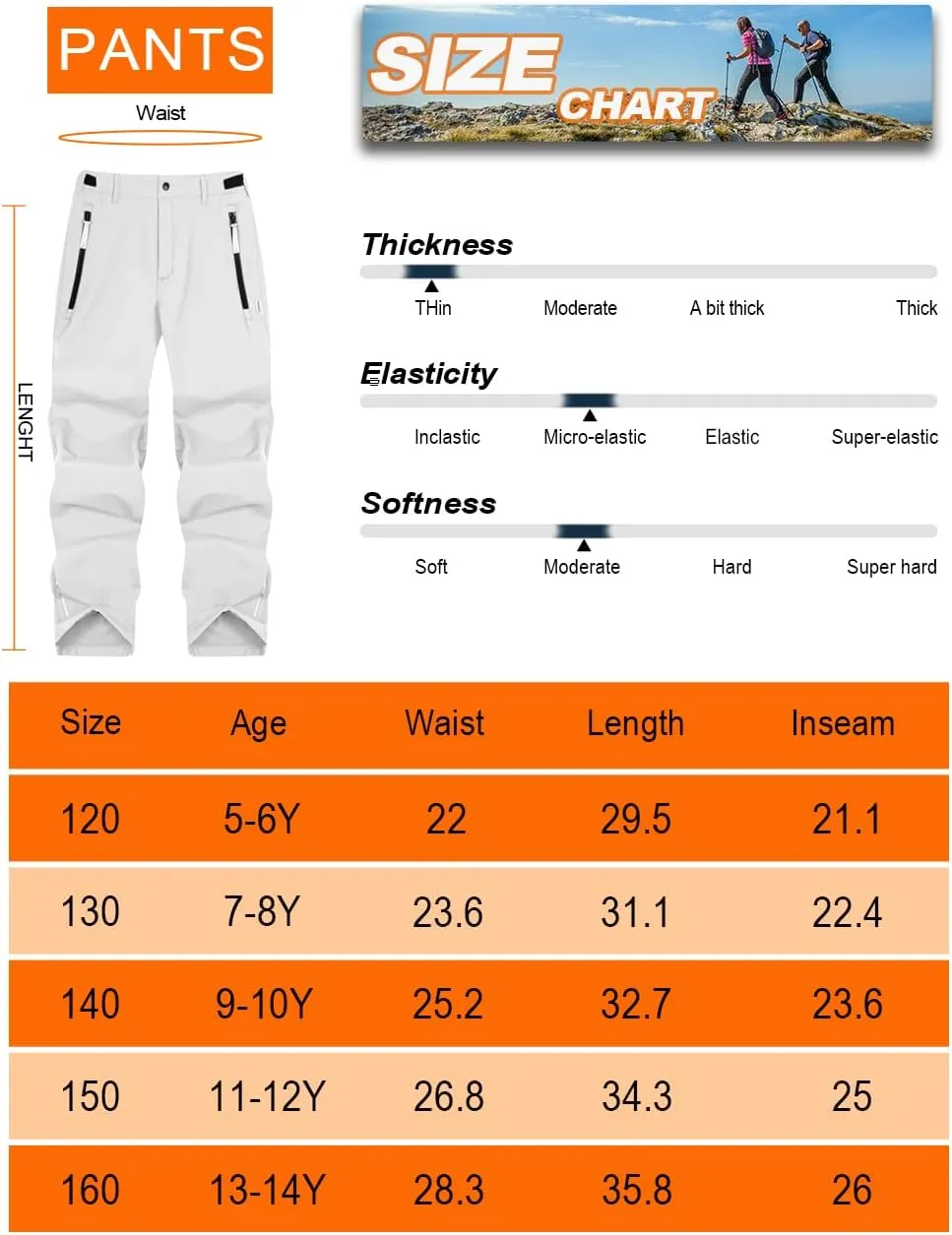 Kids Hiking Pants Waterproof Quick Dry Boys Camping Cargo Pant Lightweight Softshell Uniform Pants for Kid Girls