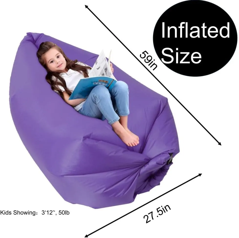 King Mills Inflatable Couch, Anti Leakage Inflatable Couch for Camping, Ideal as Portable Air Couch, Inflatable Chair for Kids, Inflatable Beach Chair for Kids and Teens, Purple