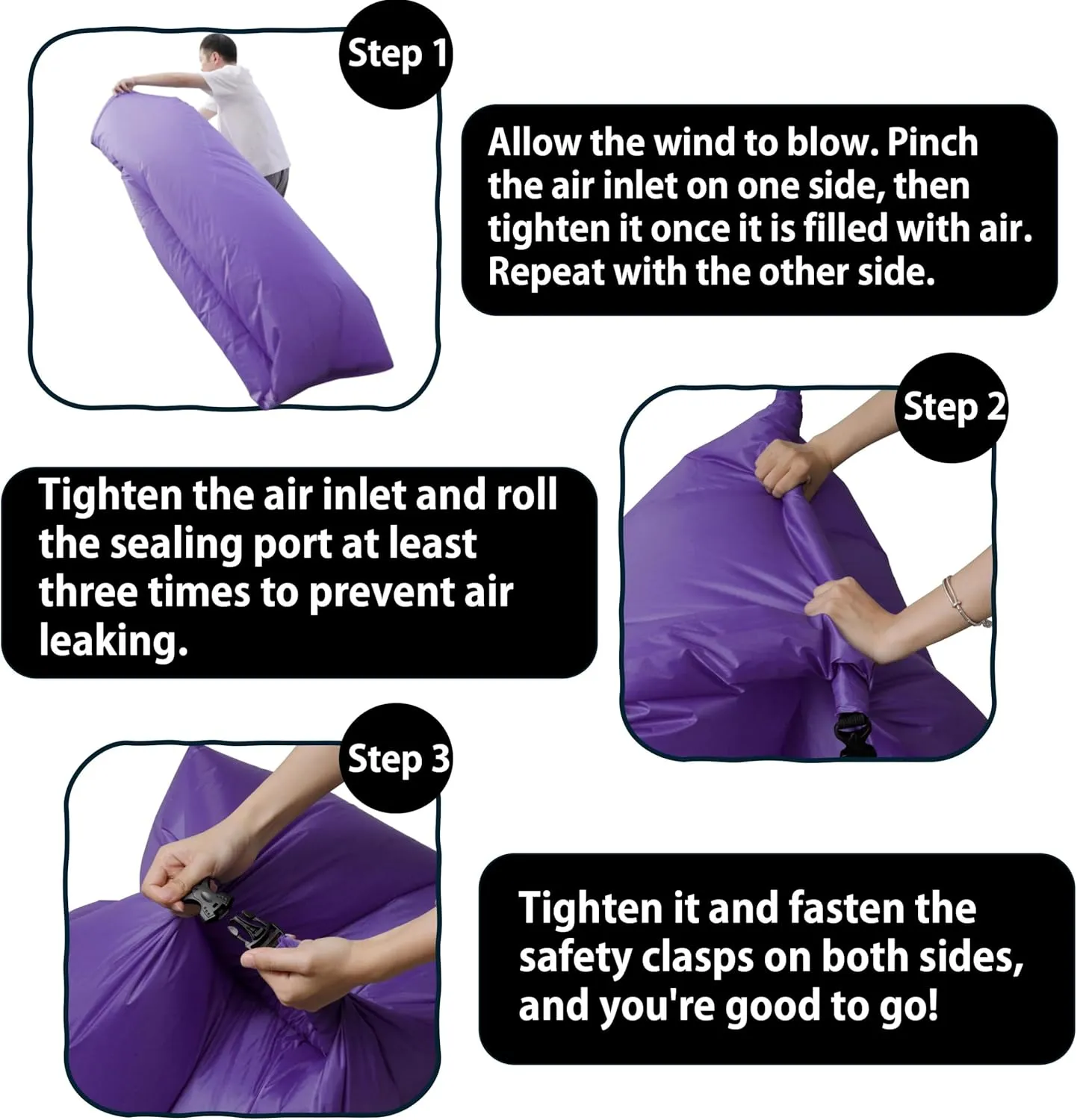King Mills Inflatable Couch, Anti Leakage Inflatable Couch for Camping, Ideal as Portable Air Couch, Inflatable Chair for Kids, Inflatable Beach Chair for Kids and Teens, Purple