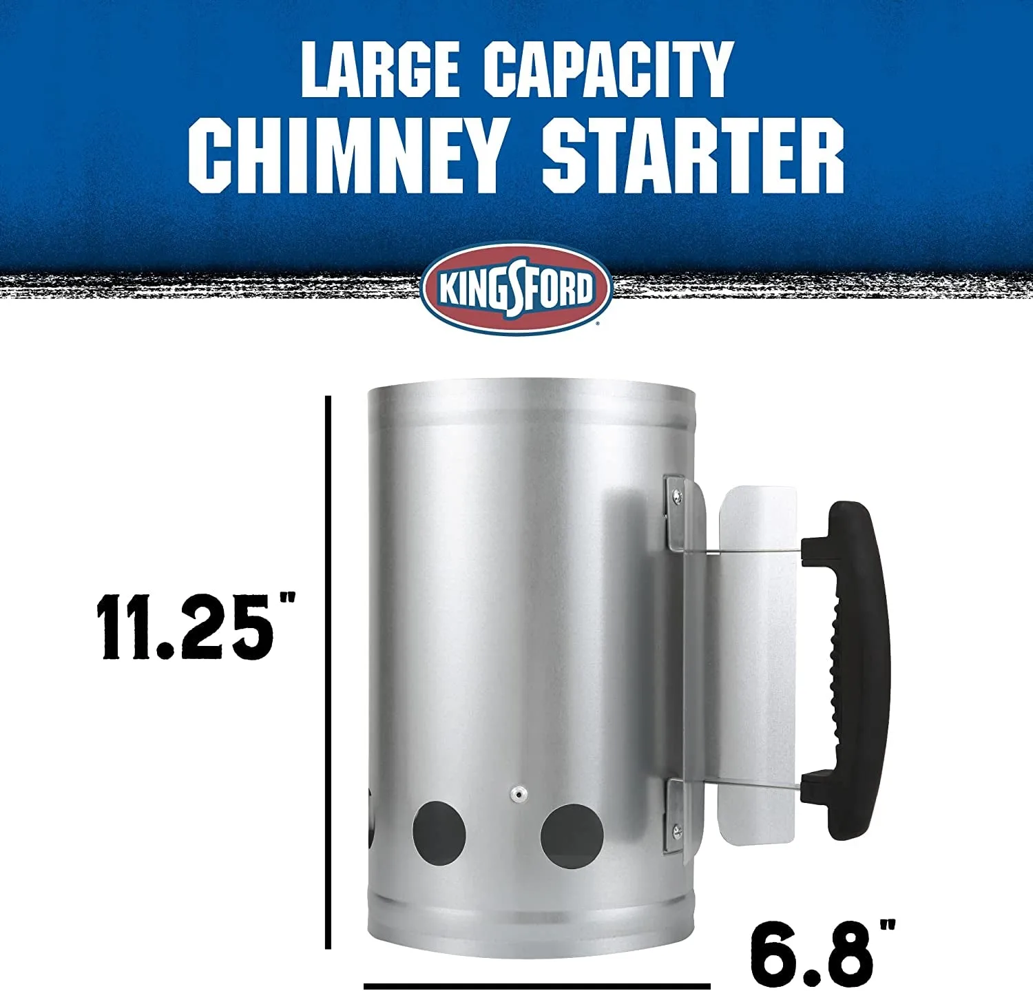 KINGSFORD Heavy Duty Deluxe Charcoal Chimney Starter | BBQ Chimney Starter for Charcoal Grill and Barbecues, Compact Easy to Use Chimney Starters and BBQ Grill Tools