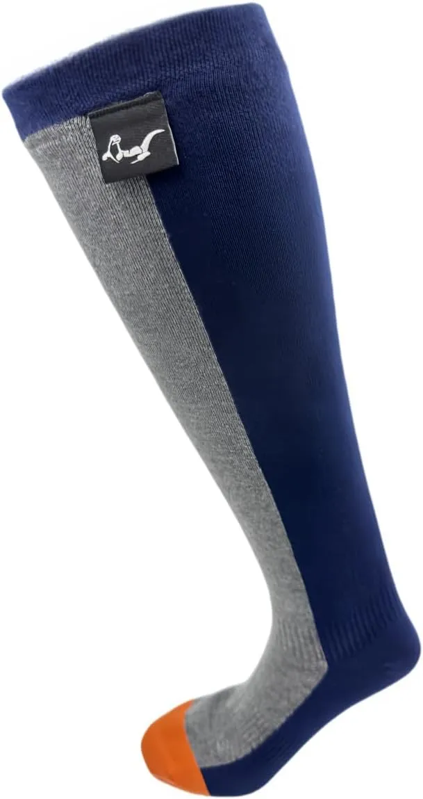Knee High Waterproof Hiking Socks, Navy Blue and Gray, Performance Outdoor Compression Socks