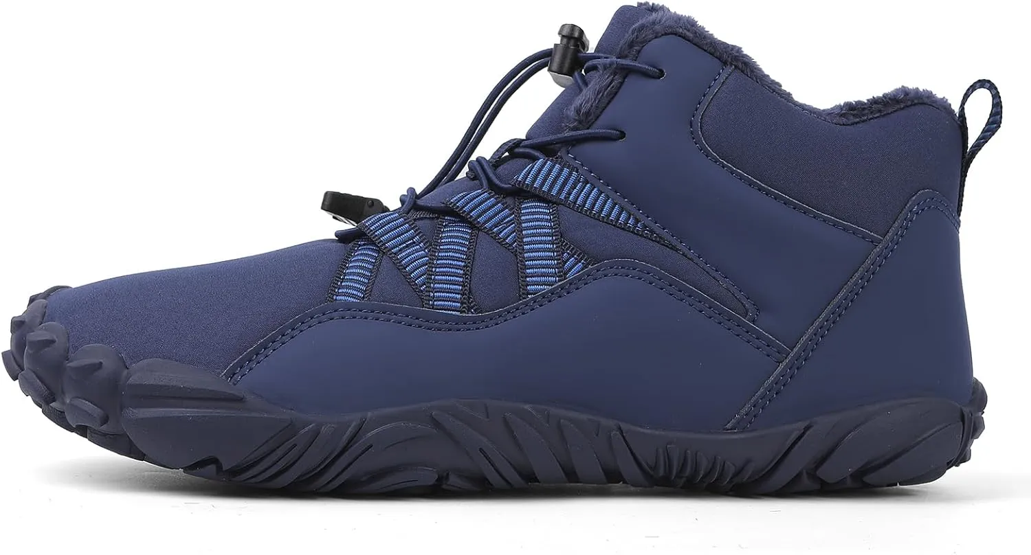 Kubbon Women's Winter Snow Boots,Soft Cozy Fur Lined Adjustable Slip-on Non Slip Booties Wide Toe Box Zero Drop Ankle Booties，Waterproof Outdoor Hiking Sneakers