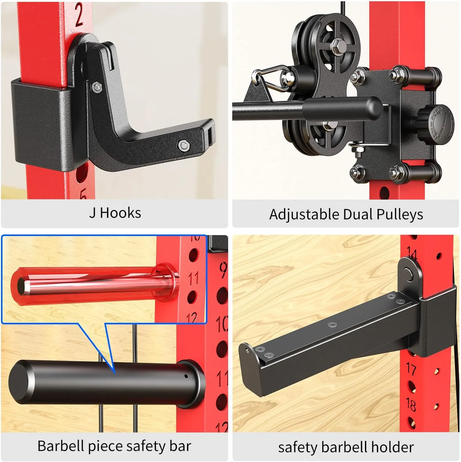 L02 Power Cages Multi-Purpose Squat Rack with Cable Crossover System, Matching Weight Bench, Olympic Barbell Weight Set for Garage and Home Gyms