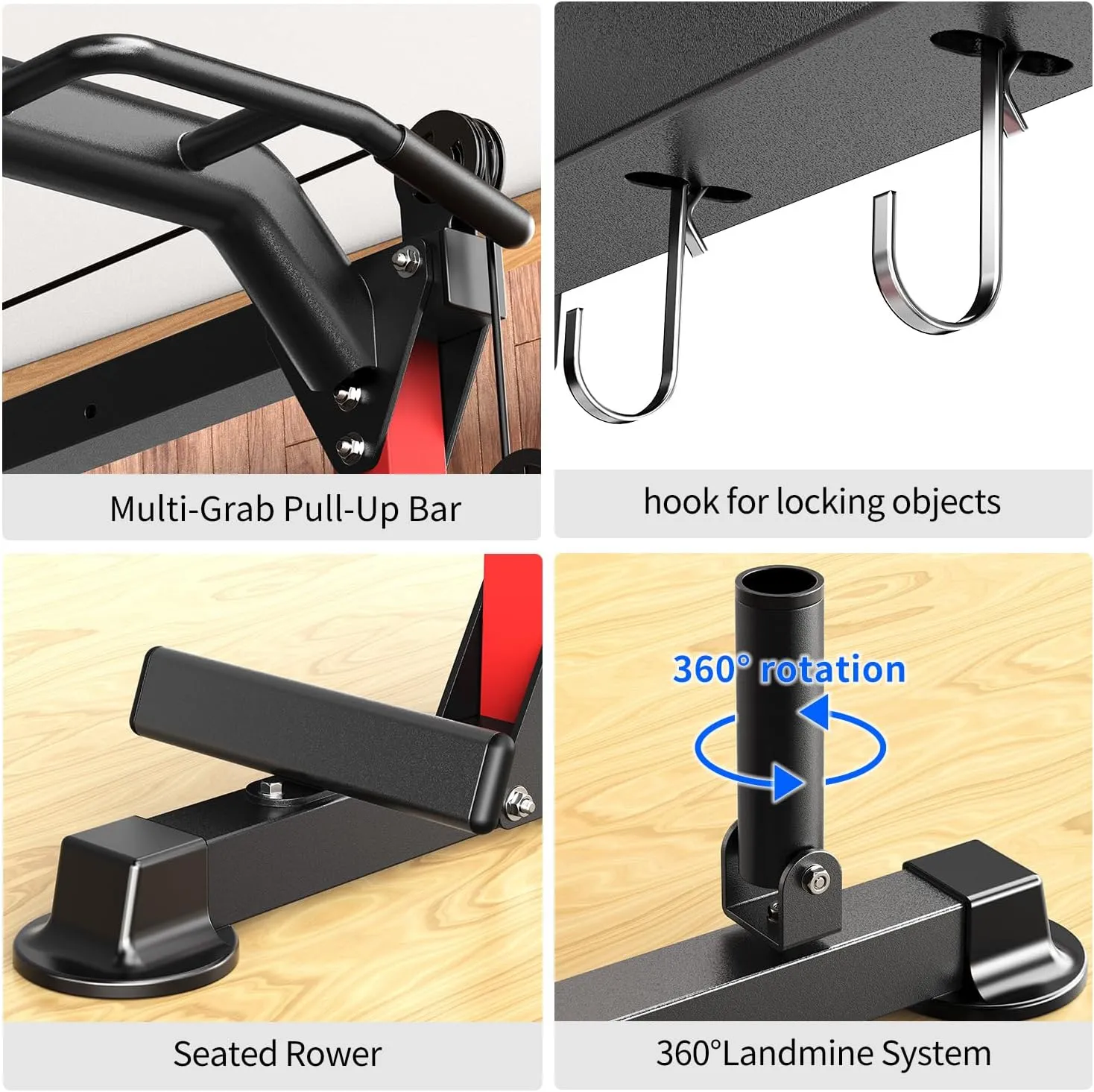 L02 Power Cages Multi-Purpose Squat Rack with Cable Crossover System, Matching Weight Bench, Olympic Barbell Weight Set for Garage and Home Gyms