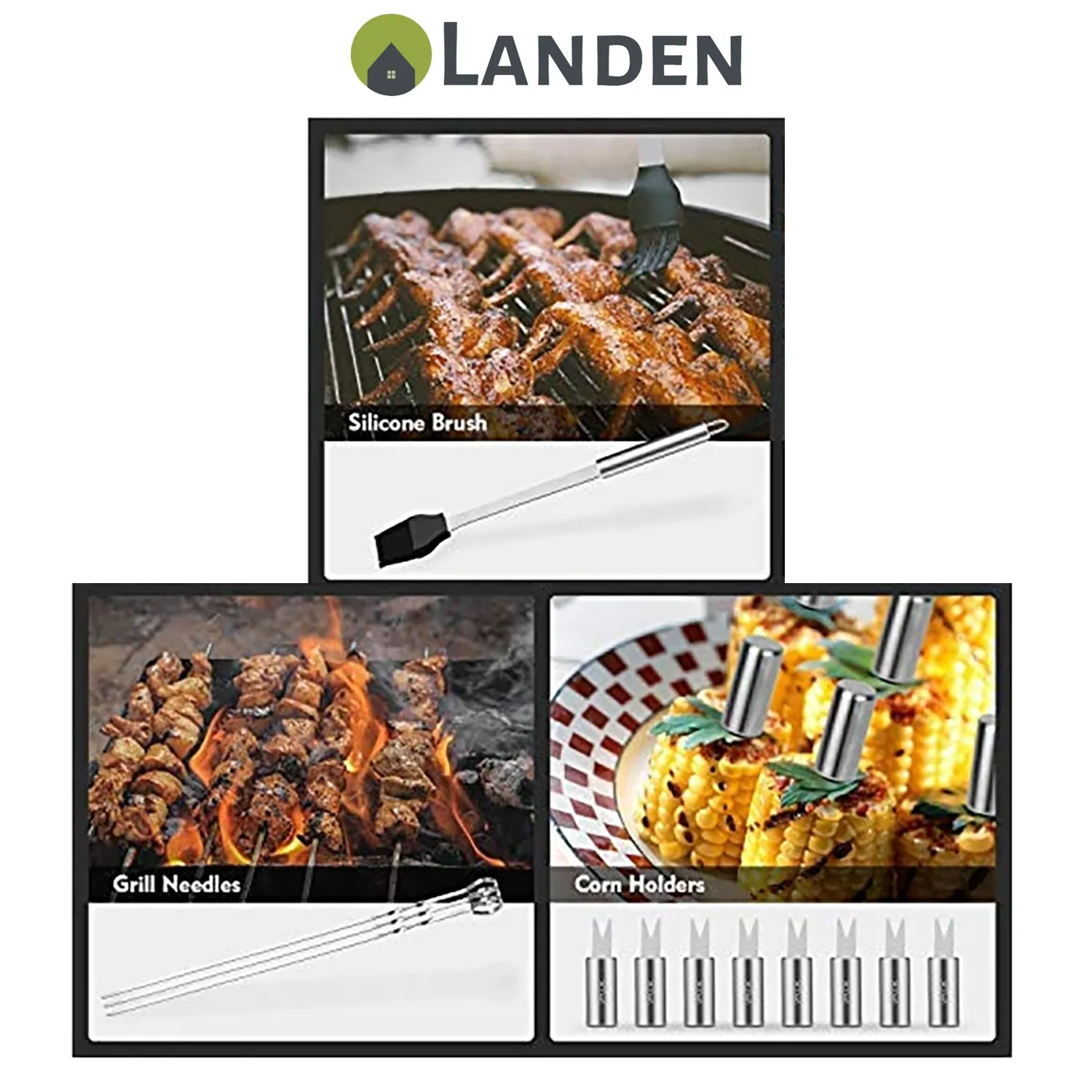 Landen BBQ Grill Tools Set Portable Barbecue Utensil Cooking Kit 5/20Pcs