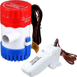 Landhoow Bilge Pump 12V with Float Switch Bilge for Boats DC 12V 24V 32V Portable Marine Electric Boat Water Pump(500 Gph)