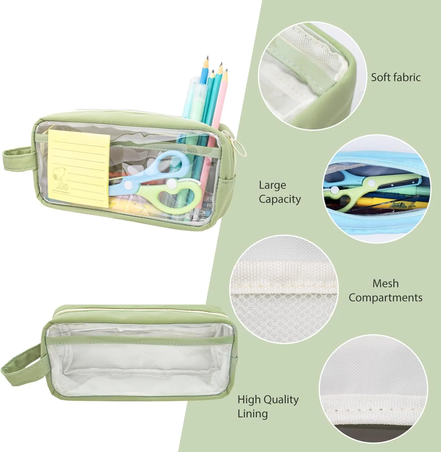 Large Capacity Pen Bag, Organizer, Multiple Compartments, Water Resistant, for Office, Travel, Arts and Crafts(BLUE)