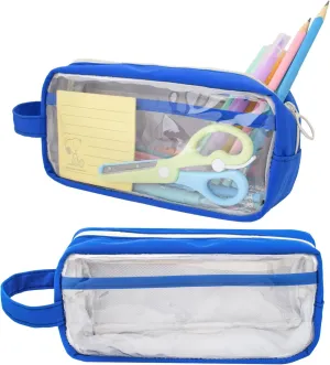 Large Capacity Pen Bag, Organizer, Multiple Compartments, Water Resistant, for Office, Travel, Arts and Crafts(BLUE)
