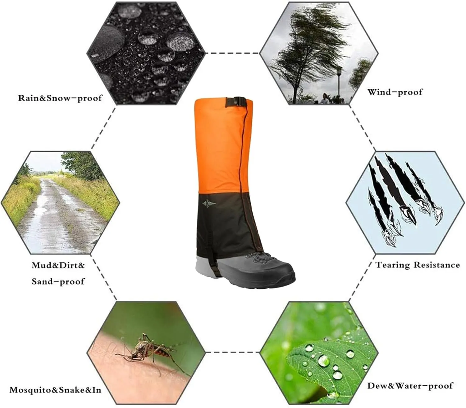 Leg Gaiters for Hiking Waterproof, Adjustable and Durable Leg Leggings Sand and Insect Proofing for Men and Women Walking Hunting Climbing Snowshoeing