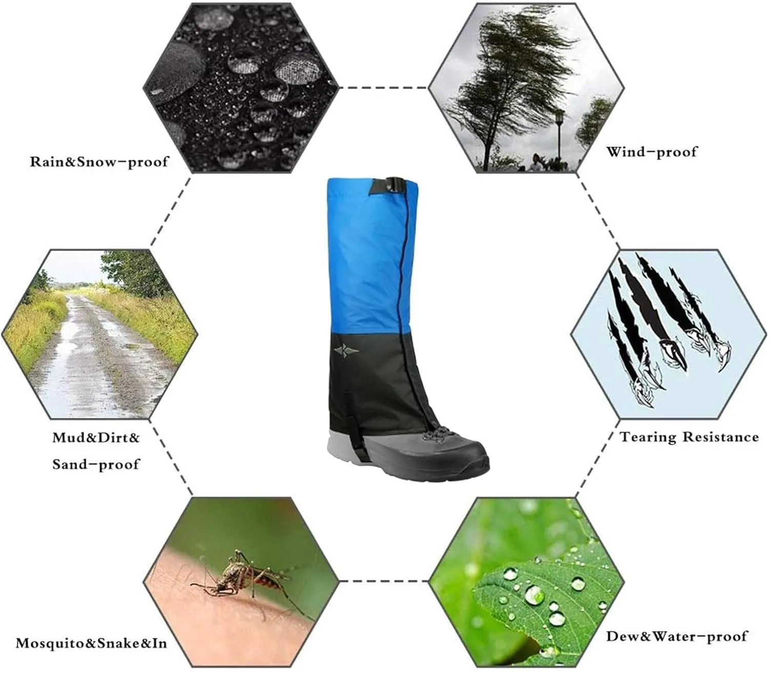 Leg Gaiters for Hiking Waterproof, Adjustable and Durable Leg Leggings Sand and Insect Proofing for Men and Women Walking Hunting Climbing Snowshoeing