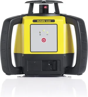 Leica R610,RE140, Alkaline Rugby 610 2000-Feet Self Leveling Horizontal Rotary Laser Kit with Rod Eye 140 Receiver, Yellow