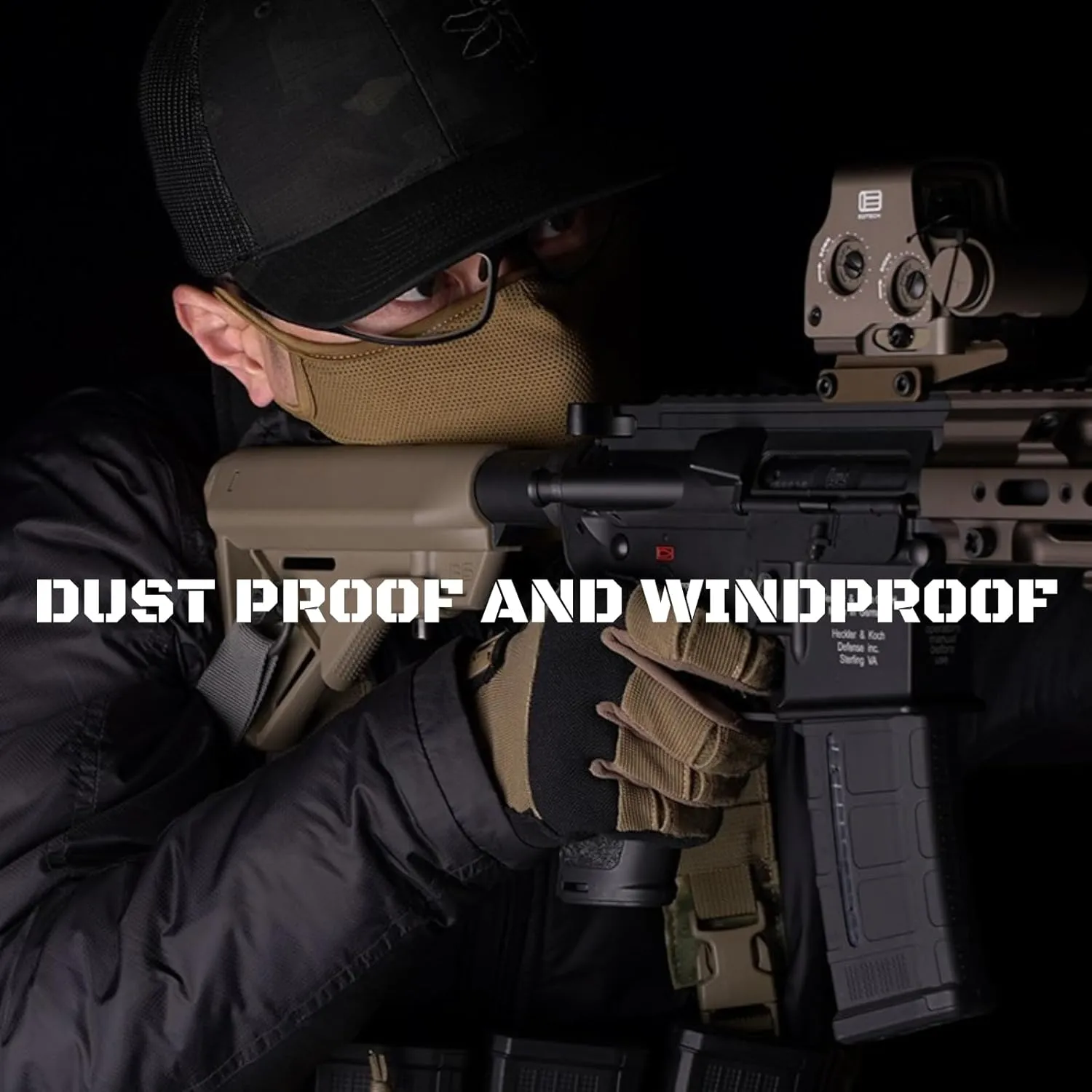 Light Fit Tactical Mask, Wraparound Soft Quick-Dry Fabric with Earloop, Detachable 3D Hold Silicone Liner with Breathable Holes, Absorbs Impact, Anti-dust Airsoft Half Face Shield