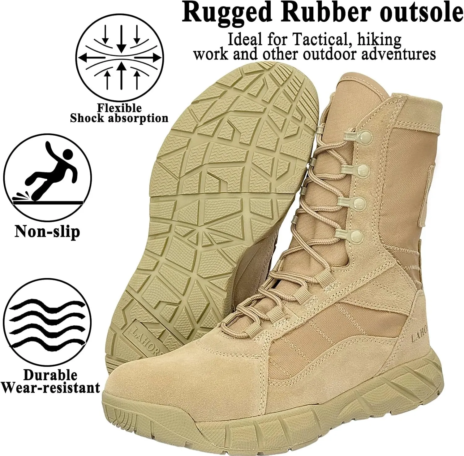 Lightweight Man Tactical Military Boots Combat Boots Anti-Collision Side Zipper Training Lace Up Outdoor Hiking Breathable Shoe