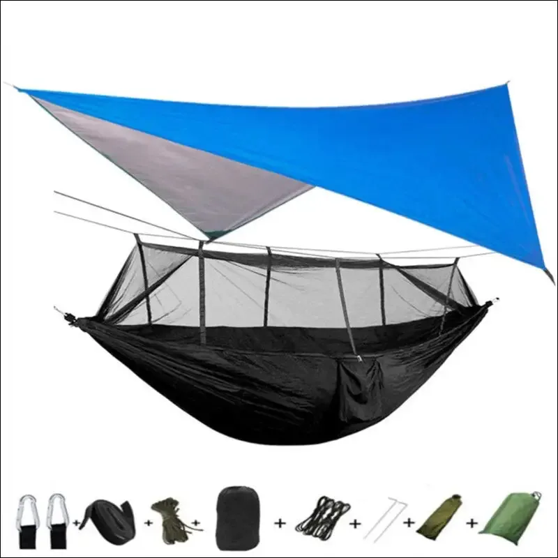 Lightweight portable camping hammock and tent awning rain fly tarp waterproof mosquito net hammock