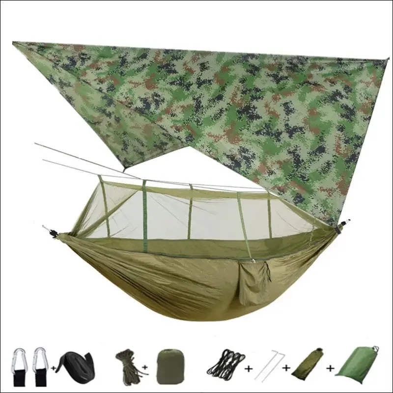 Lightweight portable camping hammock and tent awning rain fly tarp waterproof mosquito net hammock