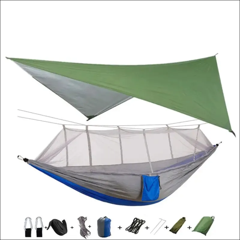 Lightweight portable camping hammock and tent awning rain fly tarp waterproof mosquito net hammock
