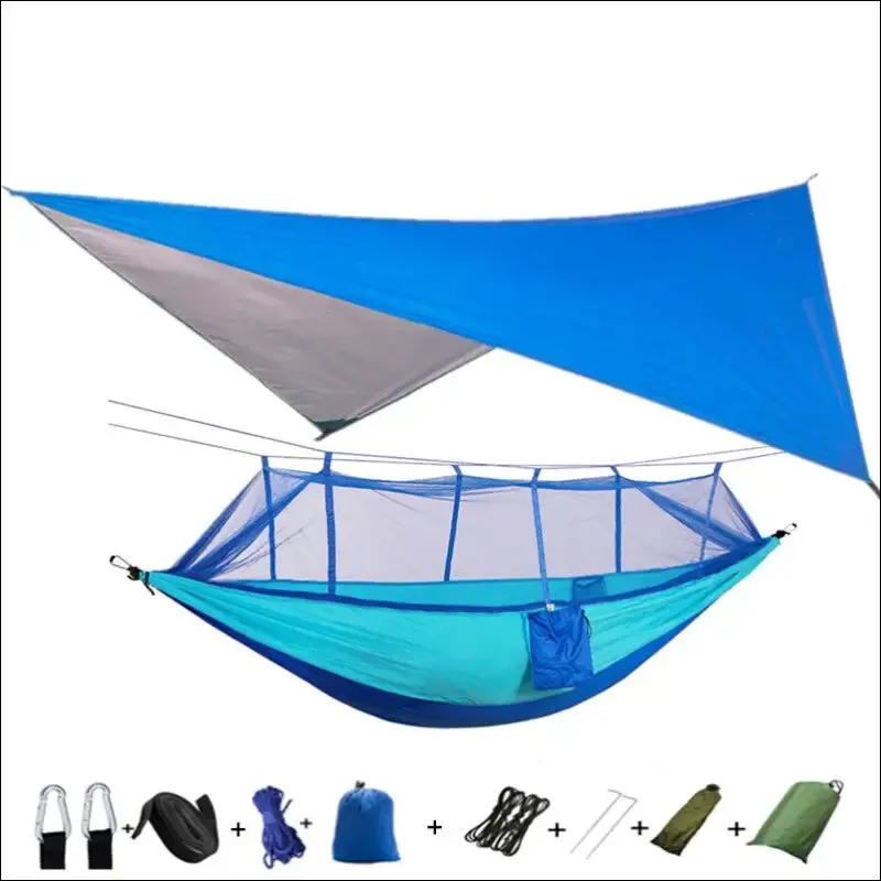 Lightweight portable camping hammock and tent awning rain fly tarp waterproof mosquito net hammock