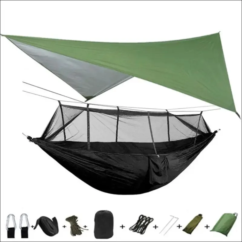 Lightweight portable camping hammock and tent awning rain fly tarp waterproof mosquito net hammock