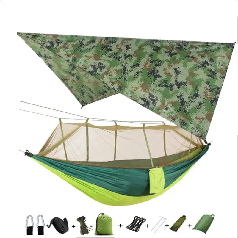 Lightweight portable camping hammock and tent awning rain fly tarp waterproof mosquito net hammock