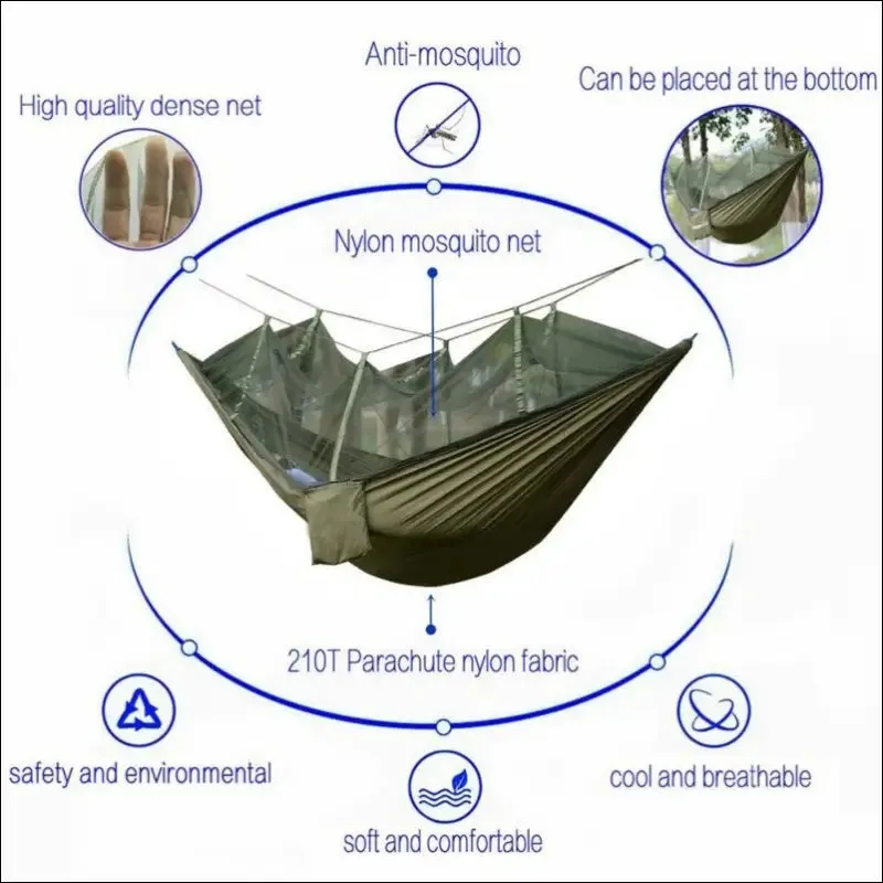 Lightweight portable camping hammock and tent awning rain fly tarp waterproof mosquito net hammock