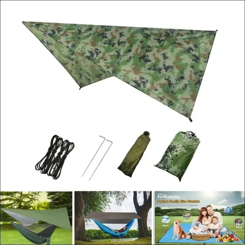 Lightweight portable camping hammock and tent awning rain fly tarp waterproof mosquito net hammock