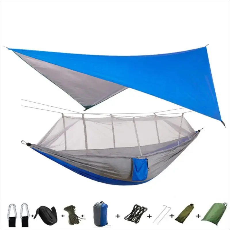 Lightweight portable camping hammock and tent awning rain fly tarp waterproof mosquito net hammock