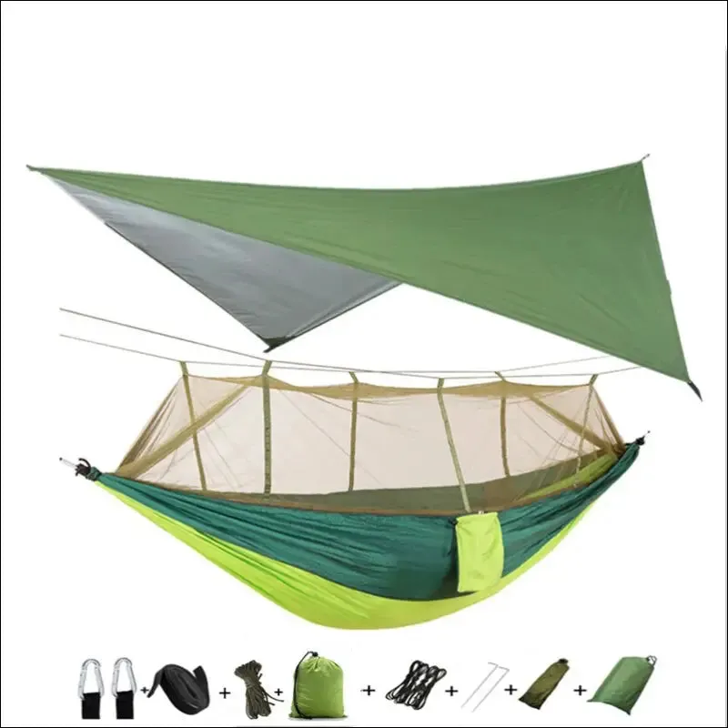 Lightweight portable camping hammock and tent awning rain fly tarp waterproof mosquito net hammock