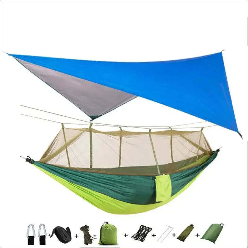 Lightweight portable camping hammock and tent awning rain fly tarp waterproof mosquito net hammock