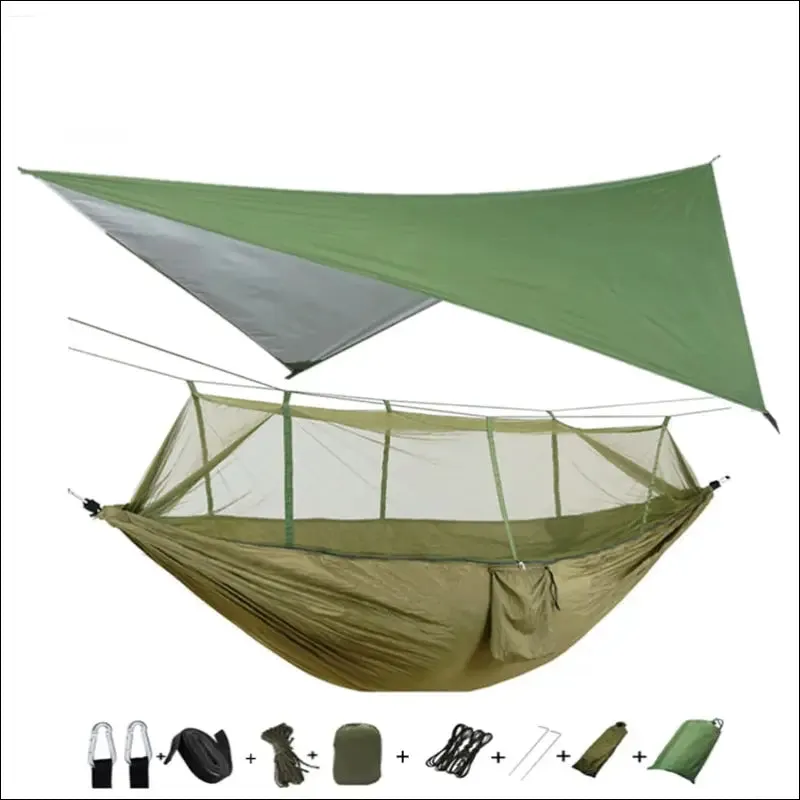 Lightweight portable camping hammock and tent awning rain fly tarp waterproof mosquito net hammock