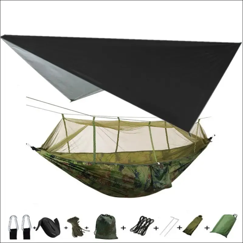 Lightweight portable camping hammock and tent awning rain fly tarp waterproof mosquito net hammock