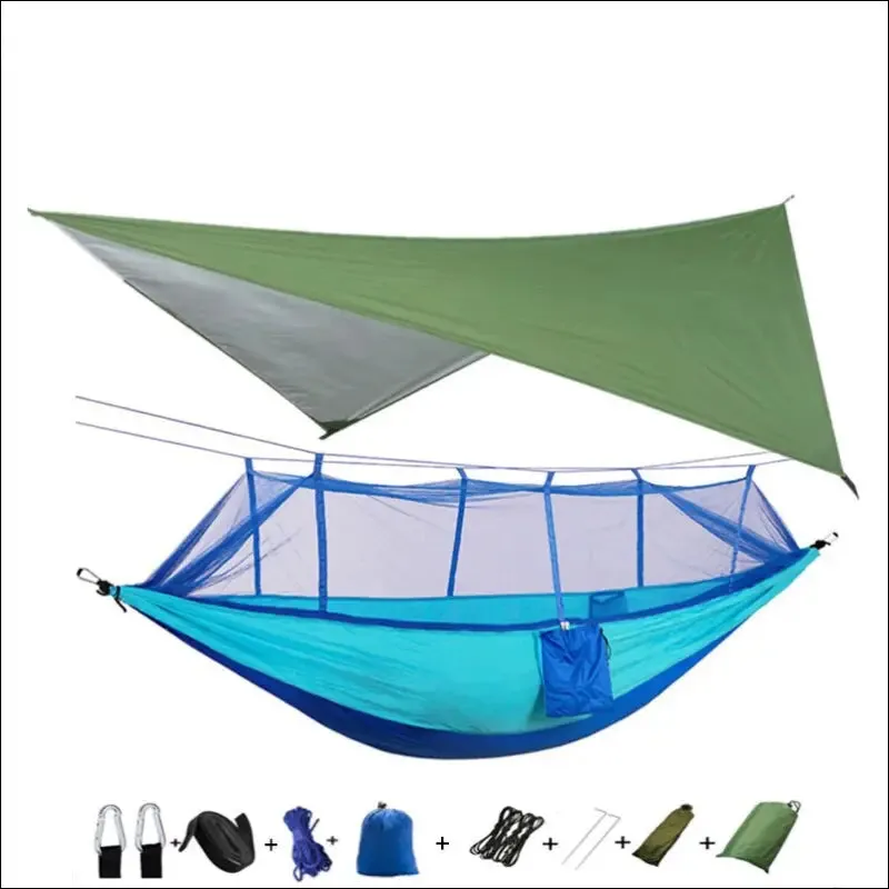 Lightweight portable camping hammock and tent awning rain fly tarp waterproof mosquito net hammock