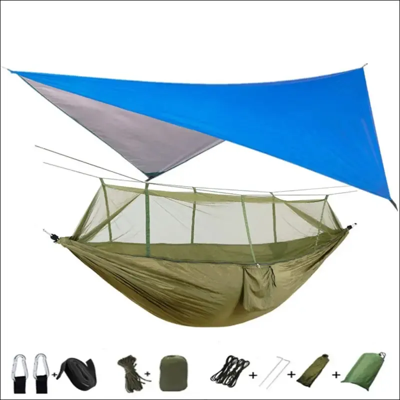 Lightweight portable camping hammock and tent awning rain fly tarp waterproof mosquito net hammock