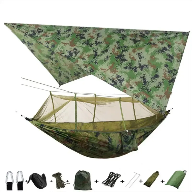 Lightweight portable camping hammock and tent awning rain fly tarp waterproof mosquito net hammock