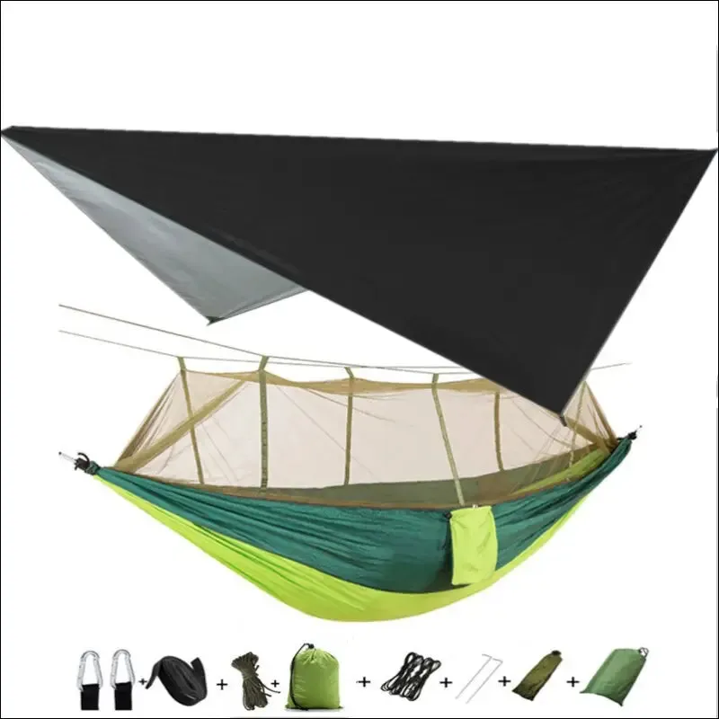 Lightweight portable camping hammock and tent awning rain fly tarp waterproof mosquito net hammock