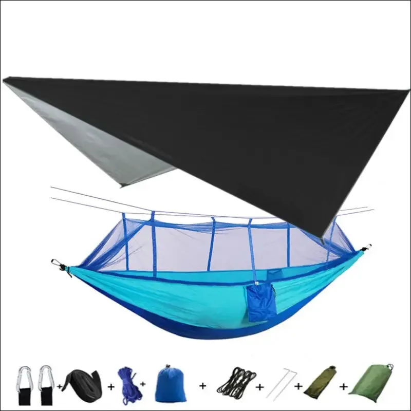 Lightweight portable camping hammock and tent awning rain fly tarp waterproof mosquito net hammock