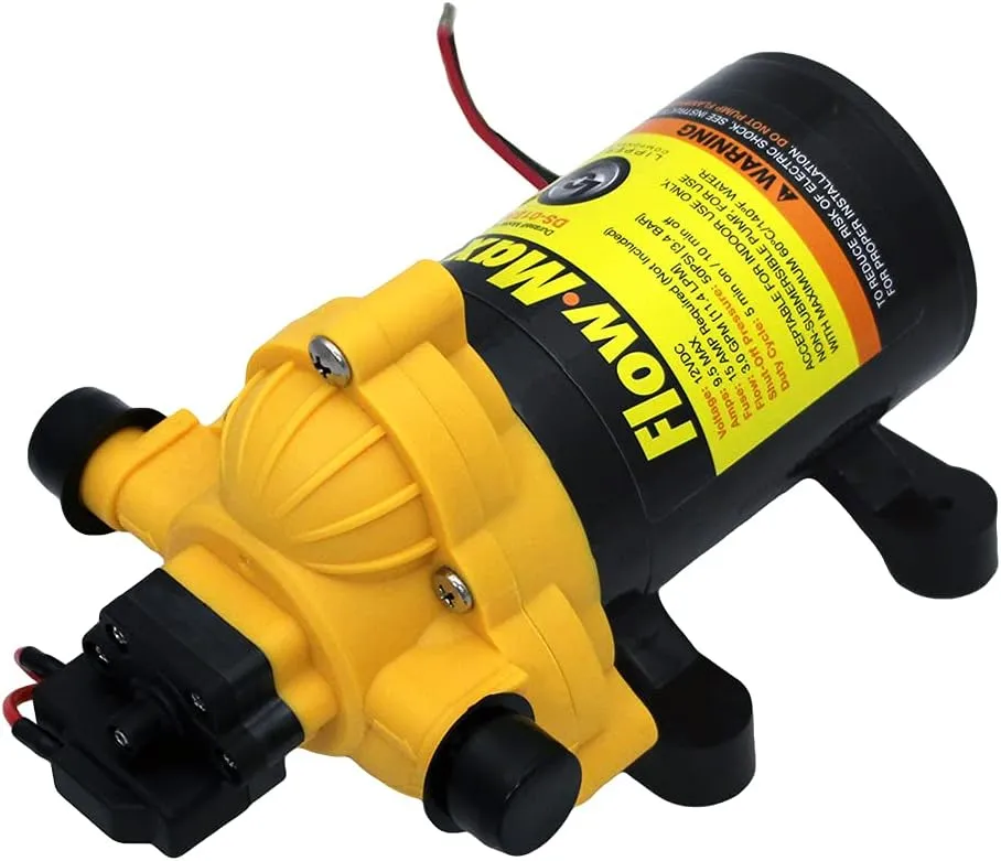 Lippert Components Flow Max 12V RV Water Pump, 3.0 GPM, 50 PSI, 9.5 Max Amp, Self-Priming, Screen Filter Included - 689052