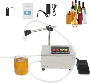 Liquid Filling Machine 1-118 Fl Oz, Automatic Bottle Filling Machine, Bottle Filler Machine Electric Digital Control Diaphragm Pump for Milk, Water, Wine, Beverage, Alcohol (Single Nozzle)