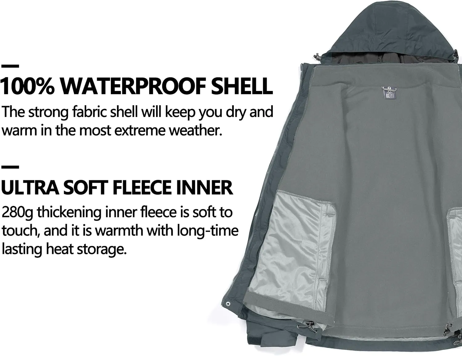 Little Donkey Andy Men's 3 in 1 Winter Ski Jacket Warm Fleece Liner Jacket Waterproof Windproof Snow Coat & Detachable Hood