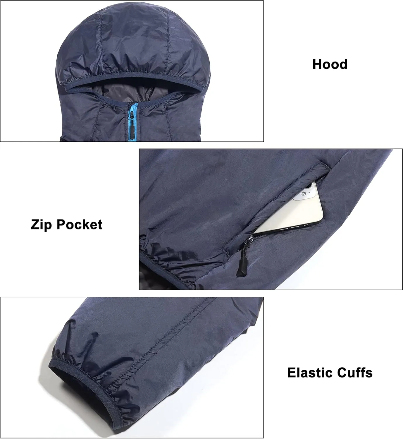 Little Donkey Andy Men's Lightweight Packable Sun Protection Jacket Quick Dry Full Zip Hooded Windbreaker for Hiking